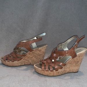 Brown Strap Wedge Heel